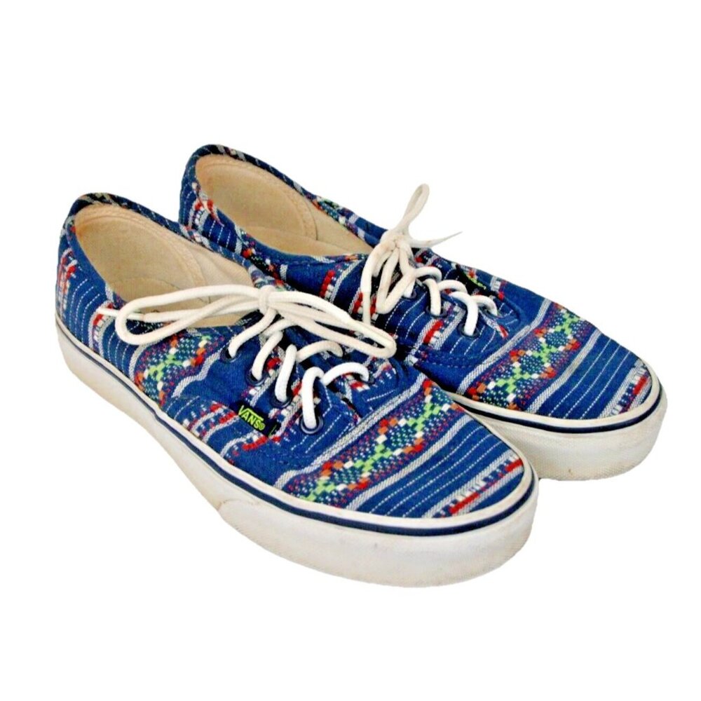 Vans Shoe Womens size 7 Low Aztec Print Lace Up Tribal Southwestern Country Blue